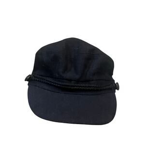 Target Womens Black Newsboy Cap Braided Band Button Accent Hat One Size